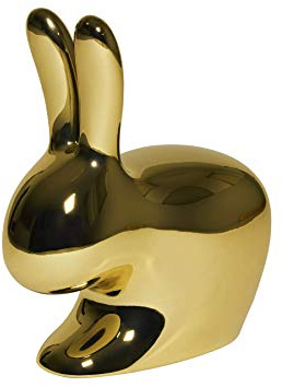 Qeeboo Rabbit Stuhl für Kinder, Polyethylen, Gold, 45.3 x 26.2 x 52.7 cm
