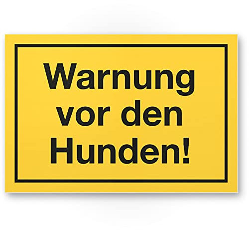 Komma Security Warnung vor Hunden - Hunde Schild Hinweisschild Gartentor Gartenzaun - Türschild Haustüre Warnschild Abschreckung Einbruchschutz - Achtung Vorsicht Hund