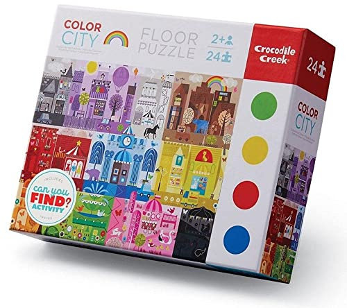 Crocodile Creek 4185-2 Color City, Early Learning 24-teiliges Puzzle, Rot/Violett/Blau/Gelb/Grün, 1 EA