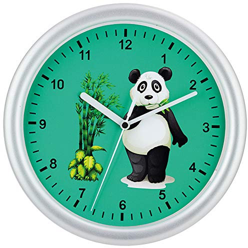 SELVA Kinderwanduhr – Panda-Motiv – ABS-Gehäuse – Plastikglas – GERÄUSCHLOS – Gehäuse-Ø: 25 cm