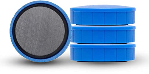 MAUL Magnet MAULsolid, SB-Verpackung – bruchsichere und kleine Magnete für einen vielseitigen Einsatz – Magnet rund mit modernem Design – Ø 32 x 9,6 mm – 4er Pack – blau
