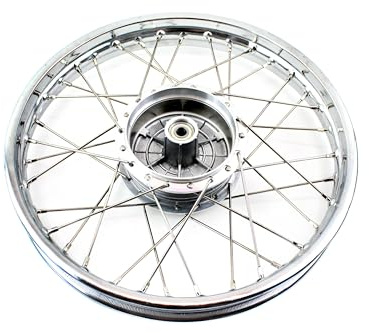 BISOMO Speichenrad 1,60 x 16 Zoll, verchromt Stahl-Felge, Speichen und Radnabe, Chromspeichen, Fertig Montiert, Robust, Für Simson S50, S51, S53, S70, S83, SR4, KR51