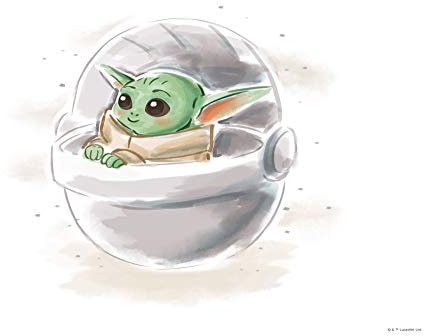 Komar 40 x 30 cm Star Wars Mandalorian The Child Sweet Color | Baby Yoda, Dekoration, Wandbild, Poster, Kunstdruck | Größe Rahmen | WB-SW-012-40x30, Bunt