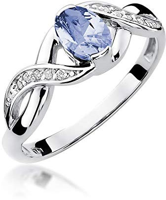 Damen Ring 585 14k Gold Weißgold echt Tansanit Edelstein Diamanten Brillanten