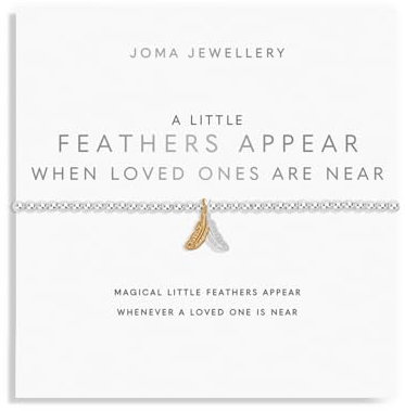 Joma Jewellery Silberarmband A Little Feathers erscheinen, wenn geliebte Menschen in der Nähe sind, 17,5 cm dehnbar, 17,5 cm, Gummi, Kein Edelstein