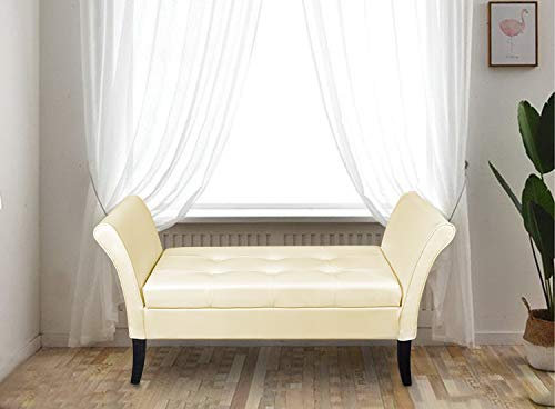 HomeHarmony® Balmoral PU Leather Easy To Assemble Window Seat Storage Ottoman Bed Sofa Bench (Cream)