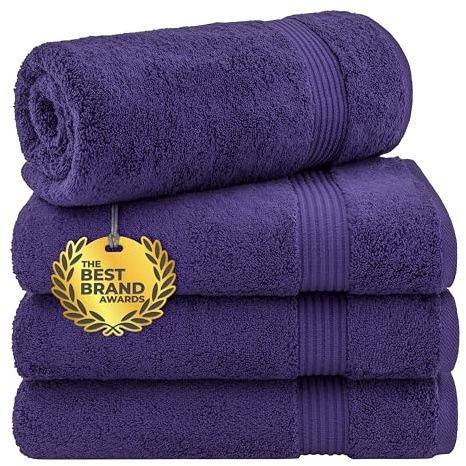 Cotton Paradise Bath Towels for Bathroom, 100% Cotton 4 Piece Turkish Bath Towel Set, Soft Plush Towels Clearance Bathroom Set, Purple Bath Towels