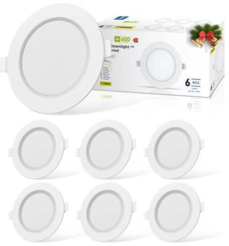 Aigostar LED Einbaustrahler 6W Einbauleuchten Ultra flach. 230 V Kein Trafo erforderlich, Deckenstrahler Deckenspots Warmweiß 3000K, Spots LED Set,6 Pack