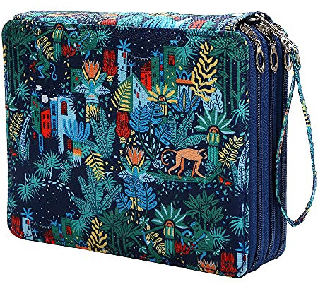 Lbxgap Dschungel-Federmäppchen mit 120 Fächern, Oxford-Stoff, Schlitz, für Stifte, Federmäppchen, tragbar, mehrschichtiger Halter für Prismacolor Crayola Buntstifte