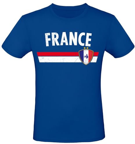 Alsino EM Fan Shirt Frankreich Europameisterschaft 100% Baumwolle T-Shirt Rundhals Fanartikel Alle Größen Herren Damen Fan-Shirt, Größe wählen:L, Land wählen:Frankreich-weiß