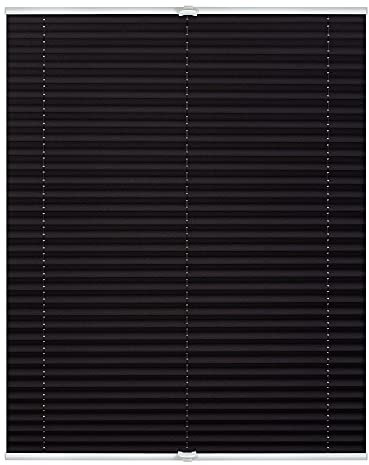 Lichtblick Plissee Klemmfix, ohne Bohren, verspannt, lichtdurchlässig, Blickdicht, mit eleganter Crushed Optik, Klemmträger mit Metallkomponente Grau,70 cm x 130 cm (B x L)