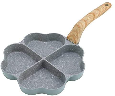 DAFEIKE Poêle à crêpes en forme de cœur, poêle à œufs antiadhésive en forme de trèfle à 4 feuilles, poêle à frire antiadhésive en aluminium, vert