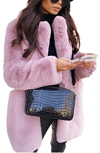 TempéRament Commuter Manches Longues Col Revers Veste en Fausse Fourrure Couleur Unie Chaud Mince Manteau Femmes Fourrure
