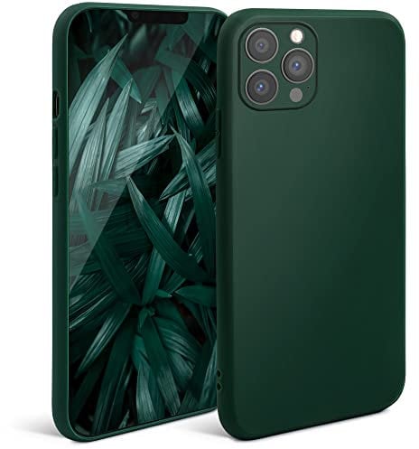 Moozy Minimalist Series Silicone Case for iPhone 13 Pro, Midnight Green - Matte Finish Lightweight Mobile Phone Case Slim Soft Protective TPU Cover with Matte Surface
