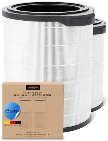 Comedes Kombi-Filter kompatibel mit Philips AC3033/10, AC3036/10 Luftreiniger (Series 3000i), einsetzbar statt Philips FY3430/30 NanoProtect (2 Stück)