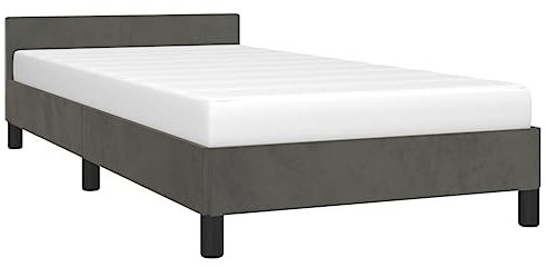 vidaXL Bettgestell mit Kopfteil, Bettrahmen mit Lattenrost, Bett Polsterbett mit Stützbeinen, Schlafzimmerbett Einzelbett, Dunkelgrau 100x200cm Samt