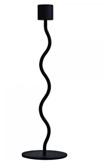 Cooee Design - Kerzenhalter - Curved - Edelstahl - Farbe: schwarz - (ØxH): 8,5 x 26,5 cm