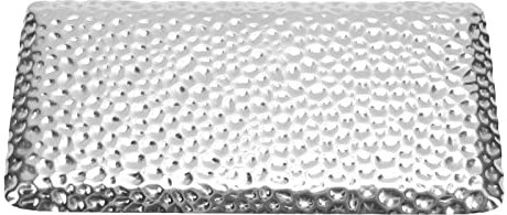 Vassoio Rettangolare, Elegante, Inodore, Squisito Vassoio Decorativo per Soggiorno martellato. (d'Argento)