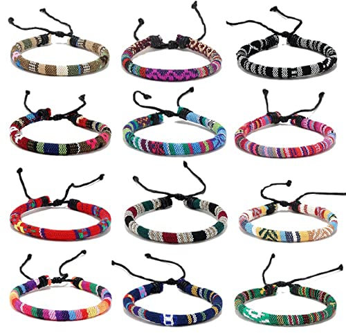 NAMIX 12 Pezzi Set di Braccialetti Intrecciati, Braccialetti Colorati di Corda Intrecciata per Donne e Uomini, Bracciale Regolabile per San Valentino, Compleanno, Anniversario