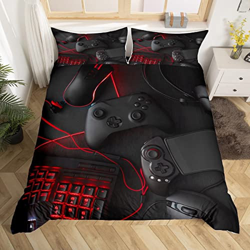 Homemissing Gamer Housse de Couette garçon Adolescent Jeu literie Set 3D Gamepad Housse de Couette Noir Rouge Enfants Hommes Chambre à Coucher décoration Moderne Cool Game Comfort Cover 220x240cm