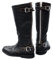 Retro stivali moto, stivali alti barili, stivali da equitazione in similpelle PU, stivali in pelle impermeabile per uomo e donna, 35-48(nero,36)