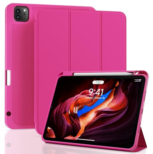 ZOVEEK iPad Pro 11 Inch Case 4th/3rd/2nd/1st Generation 2022/2021/2020/2018 | Magnetic Smart Cover with Pencil Holder & Stand, Supports 2nd Gen Pencil Charging, Auto Wake/Sleep (Rose Pink)