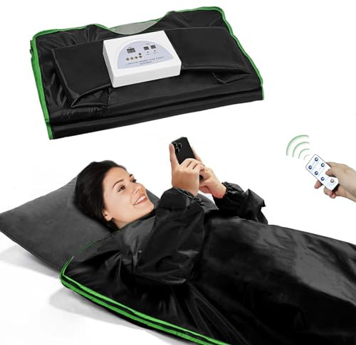 Poolergetic Coperta per sauna a infrarossi, portatile, per casa, relax, sauna, con manica, telecomando