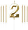 Yiran Gold 2nd Birthday Candles Set - Number 2 & Long Candles, Cake Topper Decorations for Birthday Party & Wedding Anniversary