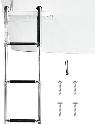 Onlynery Scaletta per pontile a 3 gradini - Scaletta per Barca Telescopica in Acciaio Inossidabile - Elegante scaletta d'imbarco per Piscina, Barca, Ponte e Yacht Marino