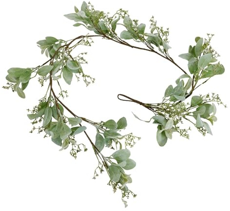 Hill Interiors Wintergirlande mit Lämmerohr und Wachsblume - Kunststoff - H153cm - Grün