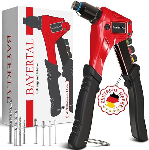 Bayertal® Profi-Nietzange Set mit 4 HSS-Bohrern und 200 Nieten! Perfektionieren Sie Ihr Handwerk - Effizienz, Qualität und Vielseitigkeit in einem. Jetzt erwerben und Meisterwerke schaffen!