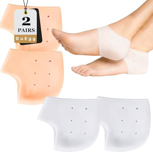 DuEgg Protection Talon Silicone Ensemble de 2 Paires, Protège Talon Silicone, Talon Silicone Respirant, Manche de Talon Silicone pour Soulager La Douleur au Talon
