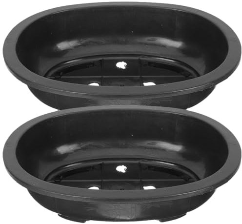 TOVINANNA Lot de 2 pots de fleurs plats en plastique avec drainage, durables et peu profonds pour cactus et plantes grasses 30,5 x 22,9 cm