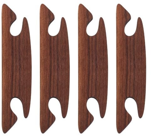 BENECREAT 4 Stück Walnuss Strickwebstuhl Schiffchen, 12x2.6 cm Braunes Webschiffchen, Handgefertigte Strick-Webstuhl-Werkzeuge Zum Weben, DIY-Bastel-Webzubehör, 3mm Dick