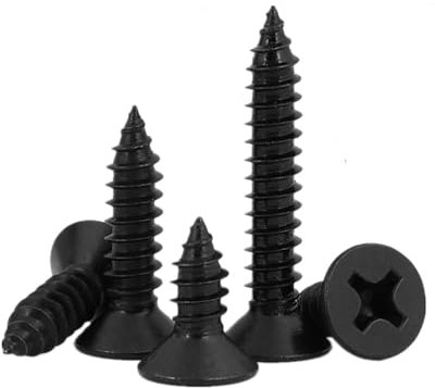 M3*20mm Black Self Tapping Screws, Phillips Flat Head Zinc Plating 304 Stainless Steel Screws, Fasteners Bolts for Plastic Wood Furniture and Drywall 100 Pcs