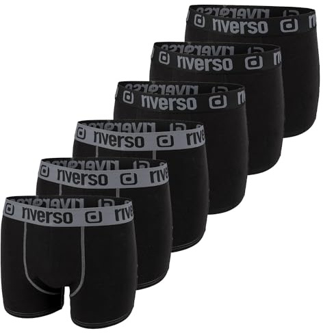 riverso Boxershorts Herren RIVOle 6er Pack Unterhosen Unterwäsche | Retroshorts Set Boxer Shorts Stretch Schwarz Grau Blau Weiß Grün Rot Orange Gelb S M L XL XXL 3XL