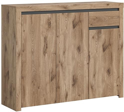 xonox.home Wohnen Woody Highboard Sideboard Kommode in Nox Oak Nb.ca.131x105x37 cm