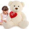 MorisMos 130cm Orso Peluche Gigante con I Love You, XXL Avorio Orsacchiotto di Peluche Grande Morbido Kawaii Orsetto Pupazzo Gigante Teddy Bear Regalo per Bambino Fidanzata Compleanno San Valentino