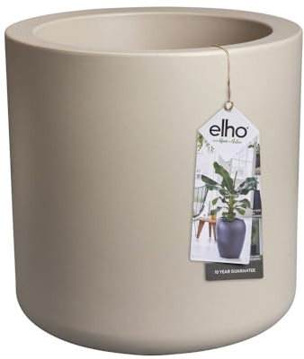 elho Pure Cilinder Wheels 50 - Blumentopf für Innen & Außen - Recycelter Kunststoff - Ø 49.5 x H 50 cm - Beige/Balanced Beige