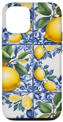 iPhone 13 Lemons Italian Blue Tiles Pattern Portugal Morocco Azulejo Case
