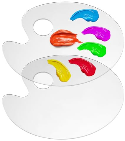 Sdhgerh Lot de 2 palettes de mélange de peintures acryliques ovales - Facile à nettoyer - 15 x 25 cm