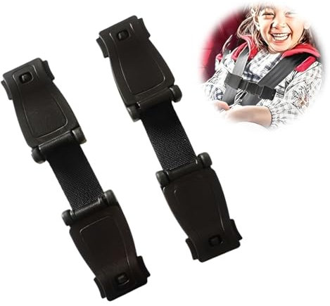 Fibbia di Sicurezza Seggiolino Auto, 2pcs Fibbia Gancio Cintura Seggiolino Auto Bambino, Impedisce al Bambino di Togliere le Braccia Dall’imbracatura, per Seggiolini e Passeggino (Nero, 13,5 * 3cm)