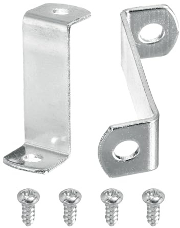 sourcing map 10 Pcs 1 1/4 Offset Canvas Clips, Picture Framing Mirror Clips Z Shape Canvas Painting Mounting Clips with 2 Mounting Holes with Screws, Silver