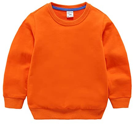 Toddler Baby Boy Girl Fleece Pullover Sweatshirt Solid Color Crewneck Blouse T Shirt Tops Warm Girls Fall Clothes Casual Tops (Orange, 2-3 Years)