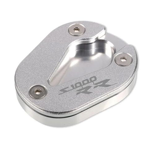 HZBHD Motorrad-Seitenständerplatte, Vergrößerer, Fußstütze, Kickstand Für B&MW S1000RR S1000 RR S 1000 RR 2019-2022 2023 Ständerpolster(Silber)