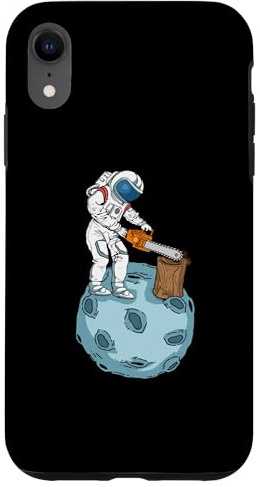 iPhone XR Chainsaw Moon Space Woodworker Men Astronaut Chainsaw Case
