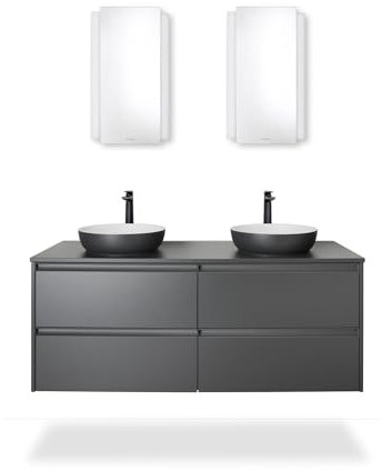 Duravit Sivida Aufsatzbecken rund, 400x400mm, ohne Hahnloch, ohne Überlauf, 266000FI00, Farbe: Innenfarbe Weiß Seidenmatt, Außenfarbe Dunkelgrau Matt