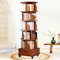Yalixuan 6-Tier Rotating Bookshelf, 360° Rotating Bookcase with Castors,Floor Standing Corner Book Shelf Storage Rack,Round Corner Bookcase for Living Room Bedroom