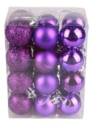 AMEEDA Weihnachtskugeln 24 Teile/Satz 12 Farben Glitter Weihnachtskugeln Ornament Ball Party Hausgarten Dekoration for Weihnachtsbaum Dekoration(Purple)