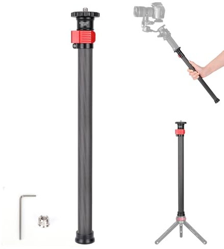 Koolehaoda Tripod Extension Pole, Center Column Extender 28 Carbon Fiber Extender Tube Telescopic Stick Rod with 1/4 to 3/8 Screw Compatible with Tripod/Gimbal/Camera, Max Load 15kg